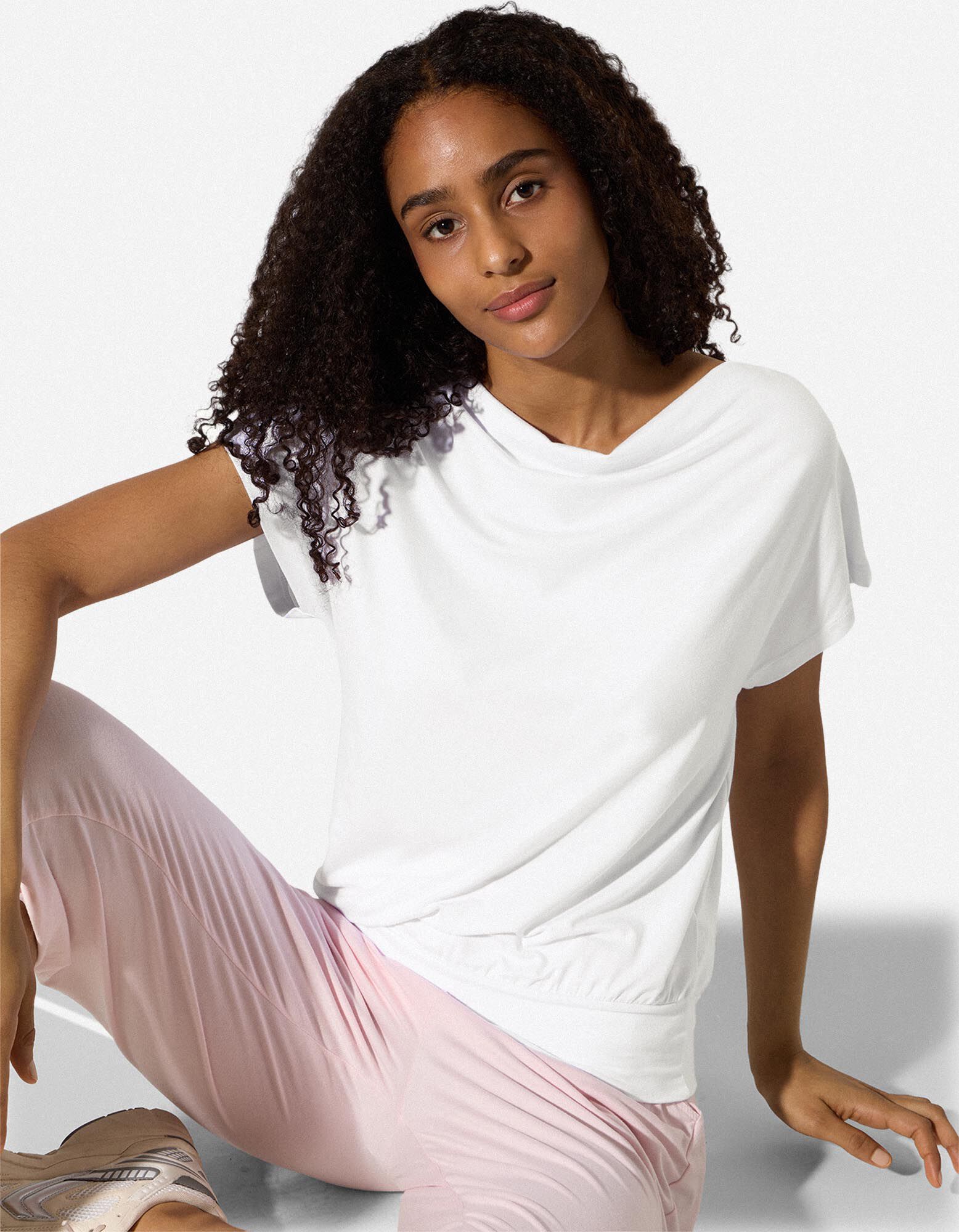 Yoga T-Shirt - Watervalhals - wit