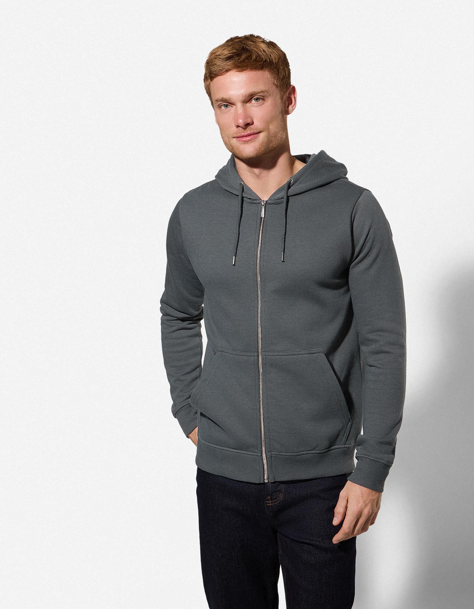 Sweatjacke - Kapuze mit Tunnelzug - Khaki