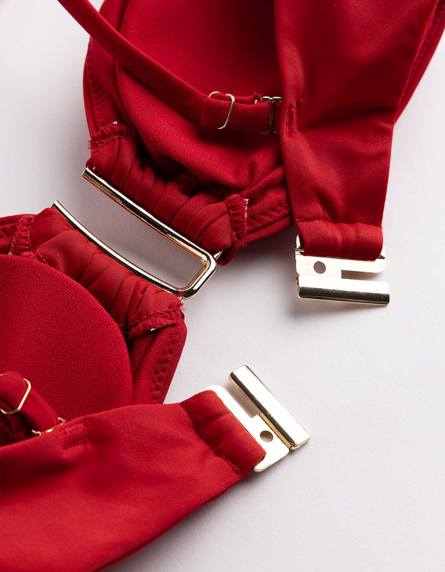 Bikinitop - Metallic-Details - Rot
