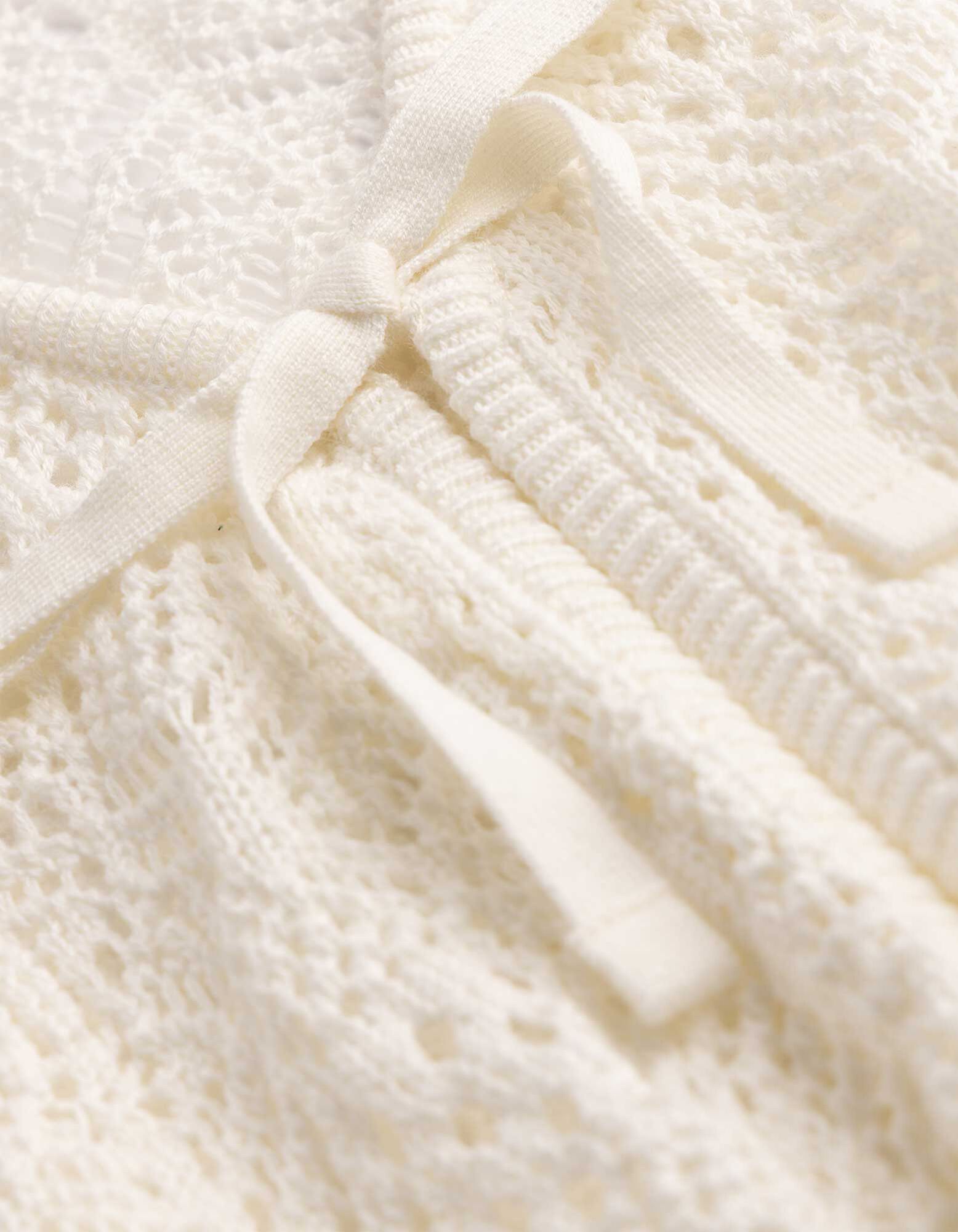 Cardigan - Dentelle au crochet - Blanc cass&eacute;