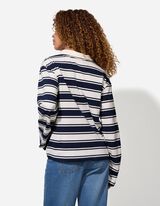 Pololangarmshirt - Streifen - weiß