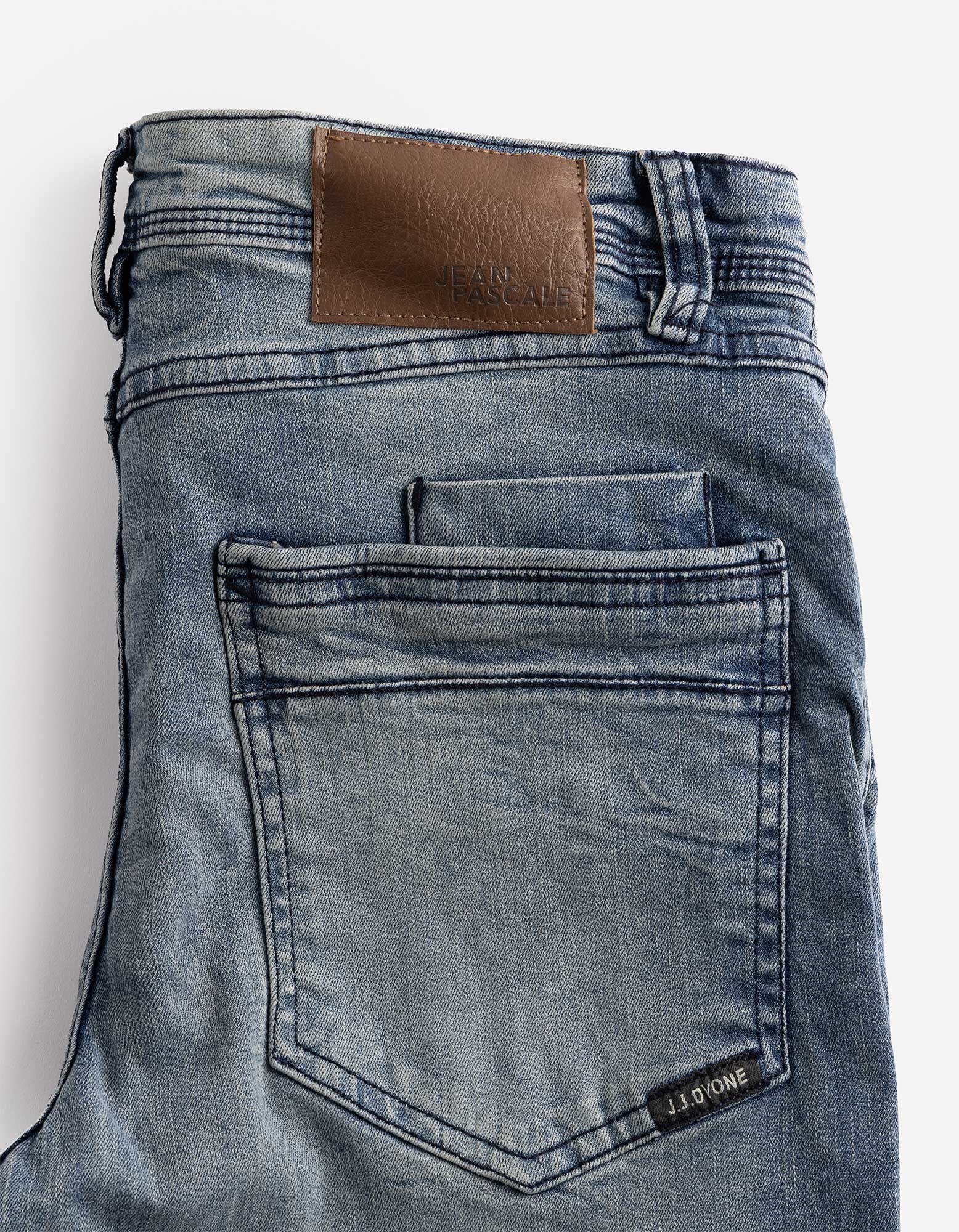 Short en jean - effet d&eacute;lav&eacute; - Bleu