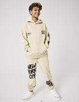 Felpa con cappuccio - Stampa sul retro - beige