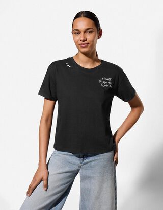 T-Shirt - Stickereien - schwarz