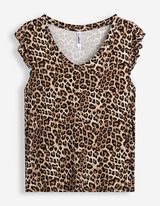 Top sans manches - Motif l&eacute;opard - beige