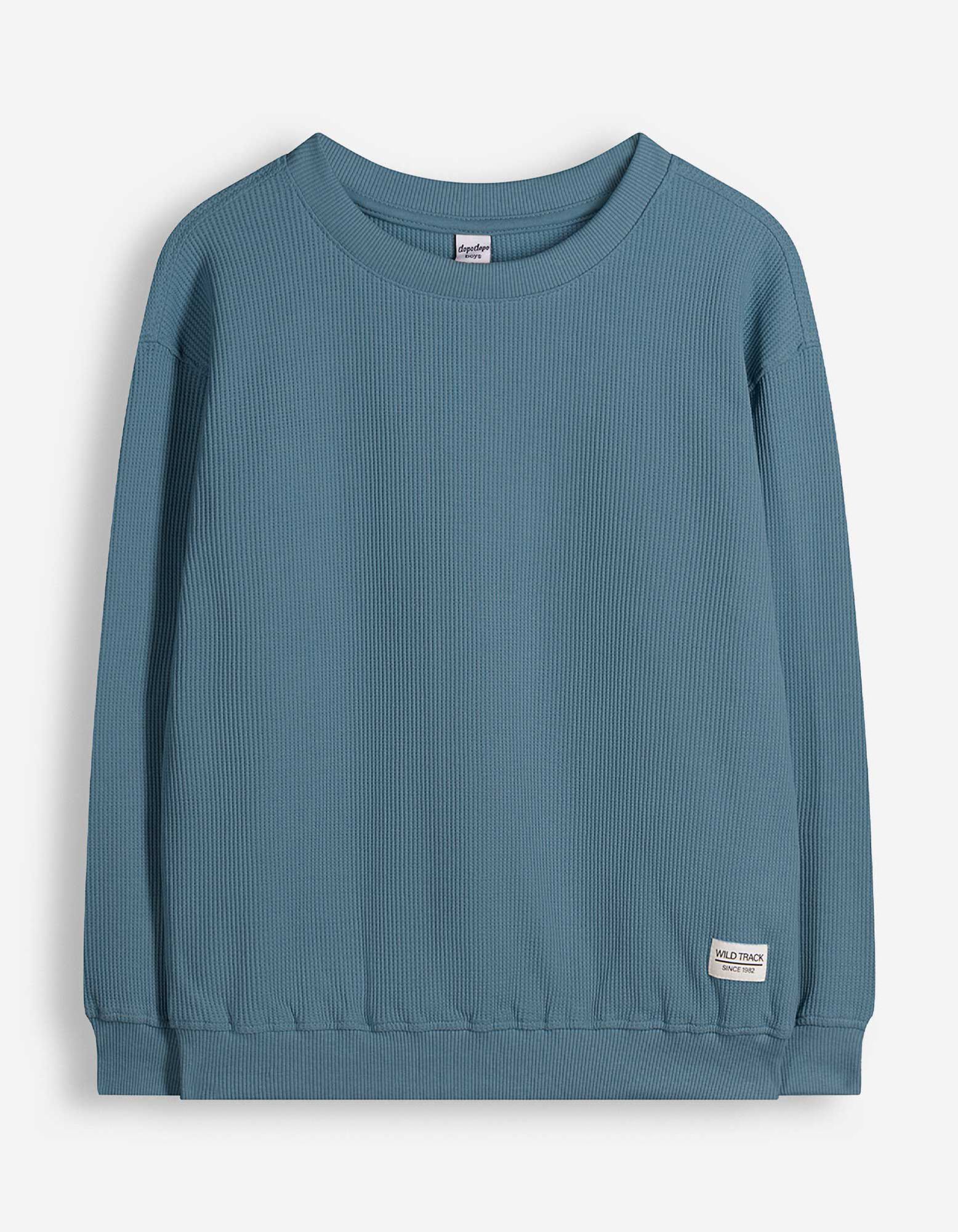 Sweater en broek set - Wafelstructuur - blauw