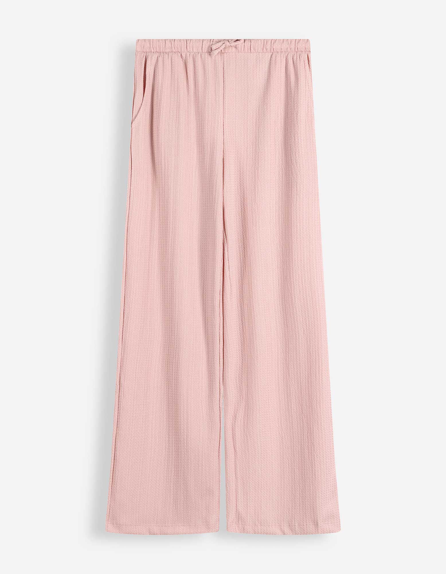 Pantalon - Structure gaufr&eacute;e - Rose