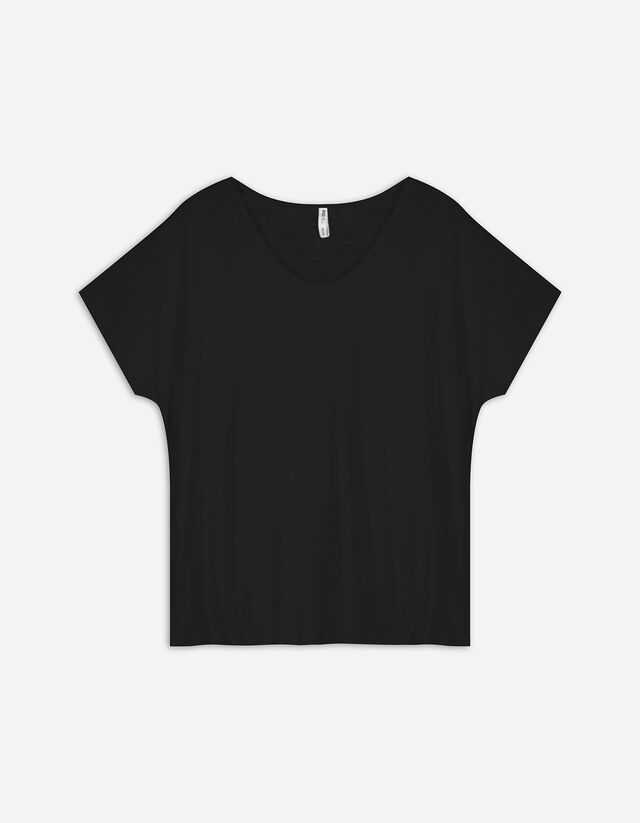 T-shirt - obniżona linia ramion - czarny