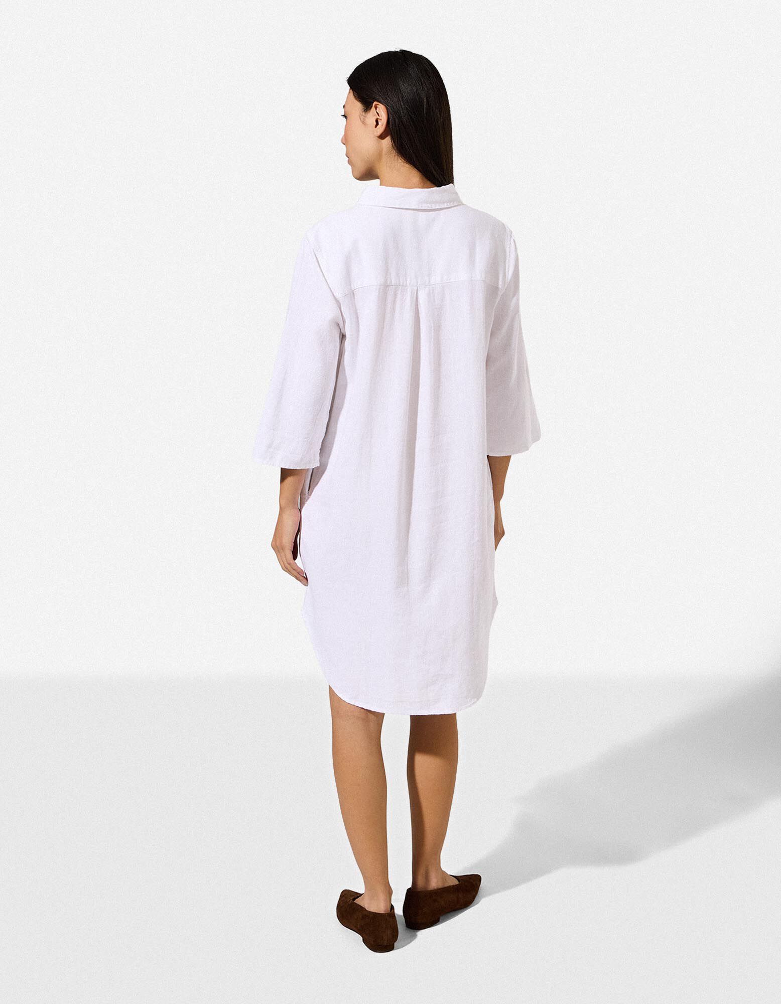 Kleid - Hemdkragen - Wei&szlig;