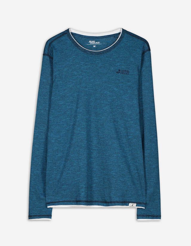 Longsleeve - Dubbellaagse look - blauw