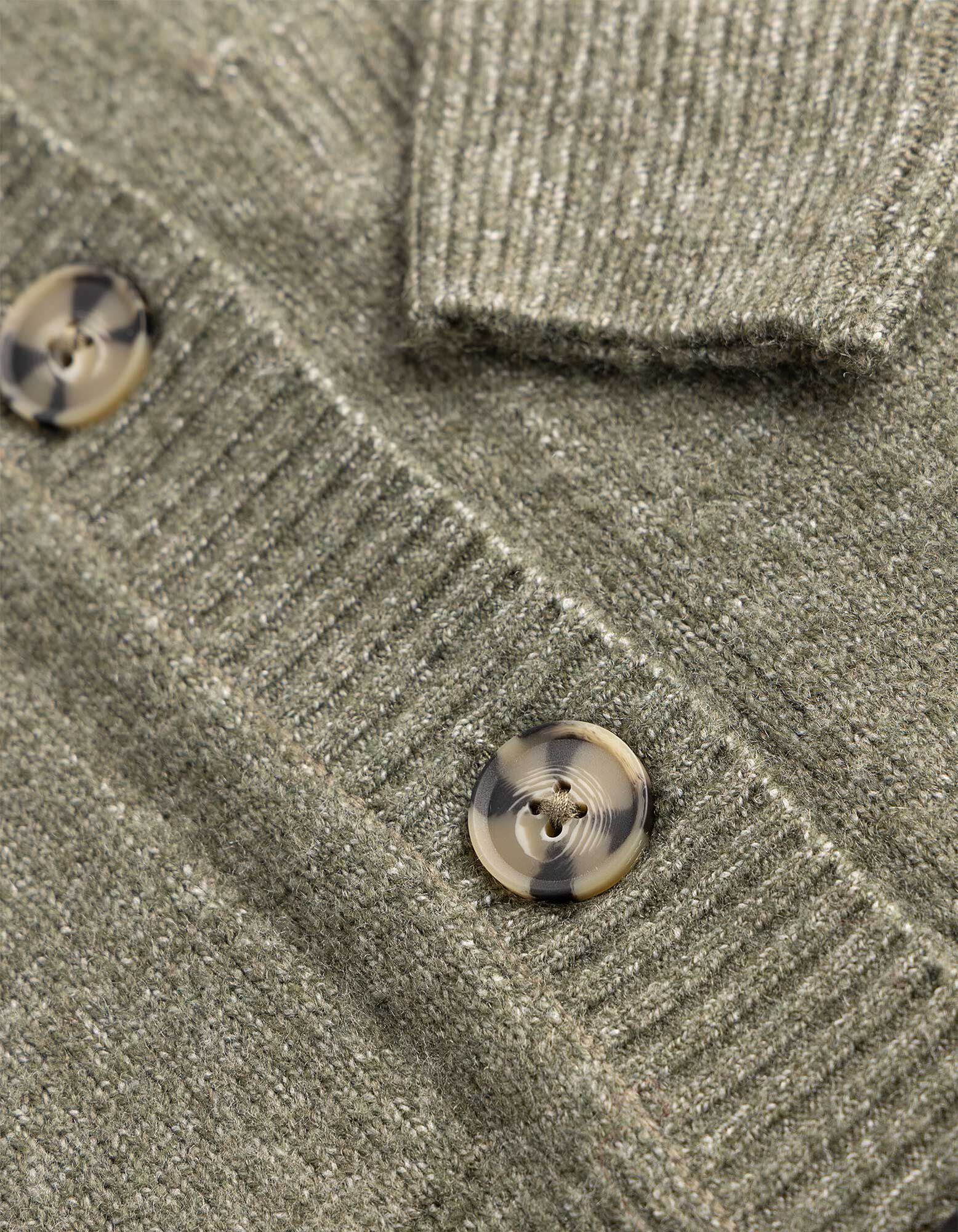 Strickjacke - Aufgesetze Taschen - Khaki