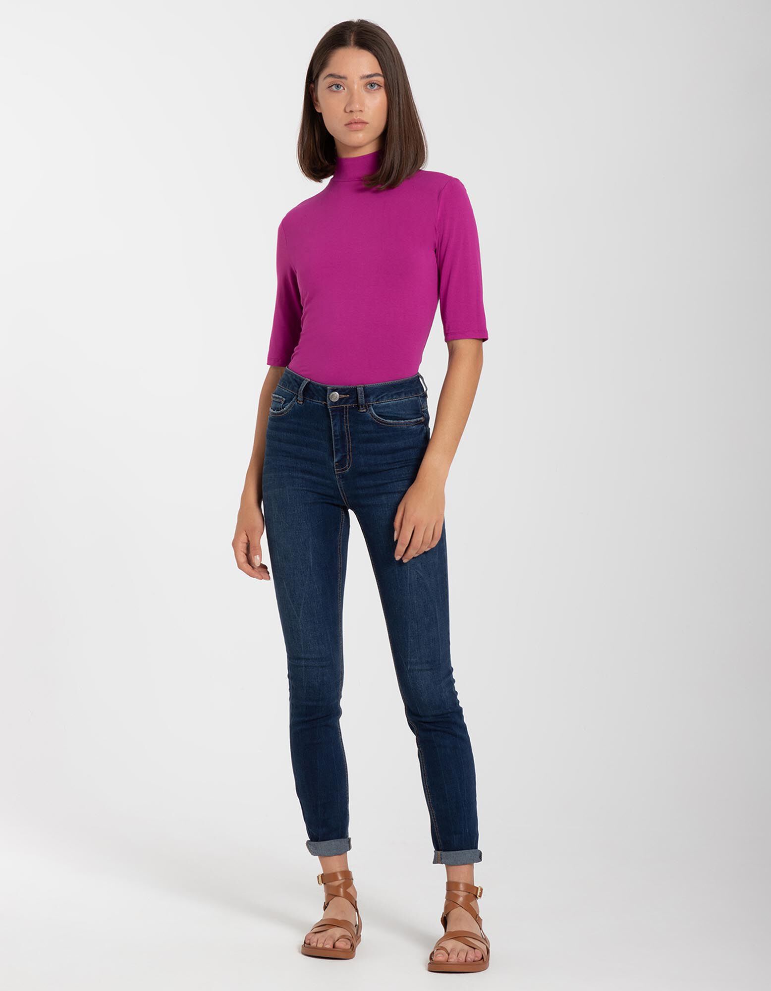 T-shirt - Viscose m&eacute;lang&eacute;e - Lilas fonc&eacute;