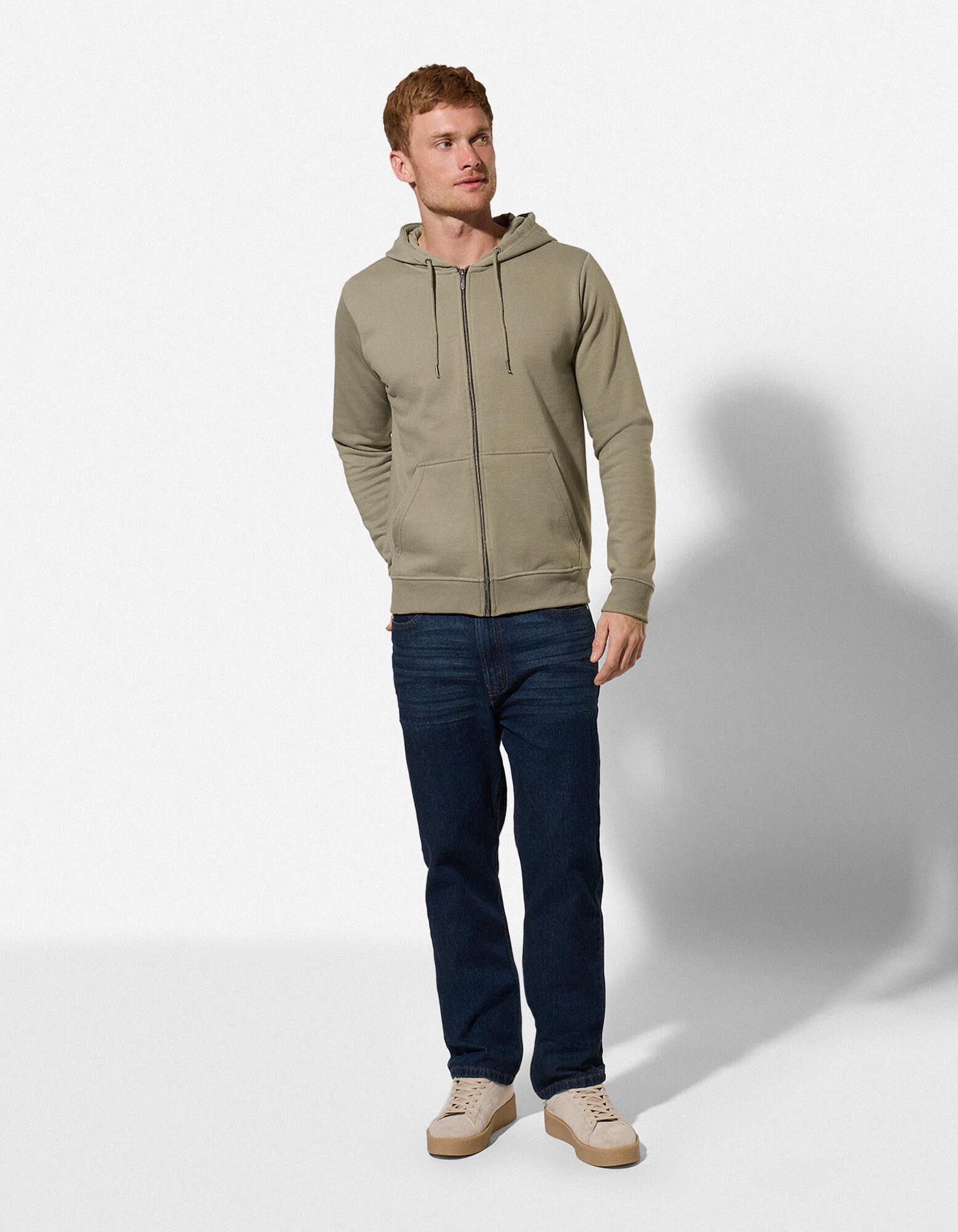 Sweatjacke - Kapuze mit Tunnelzug - Khaki