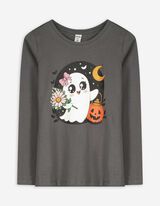 Langarmshirt - Frontprint - dunkelgrau