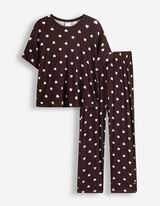 Pyjama Set aus Shirt und Hose - Viskose - Dunkelbraun