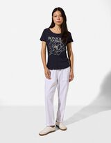 T-Shirt - Glitzerprint - Dunkelblau