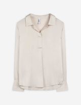 Bluse - Satin - weiß