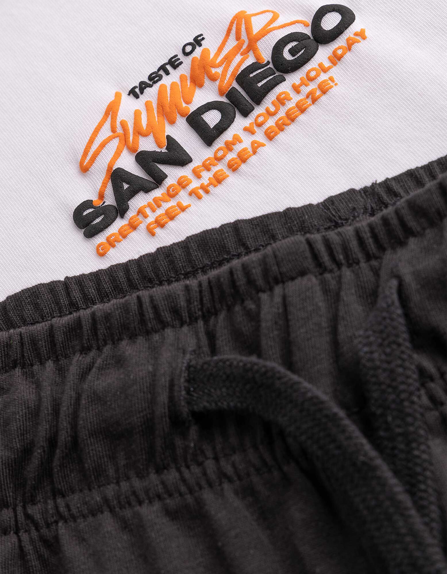 Set aus T-Shirt und Hose - &Uuml;berschnittene Schultern - Wei&szlig;
