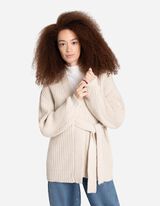 Kardiganas - Surišamas diržas - smelio spalvos