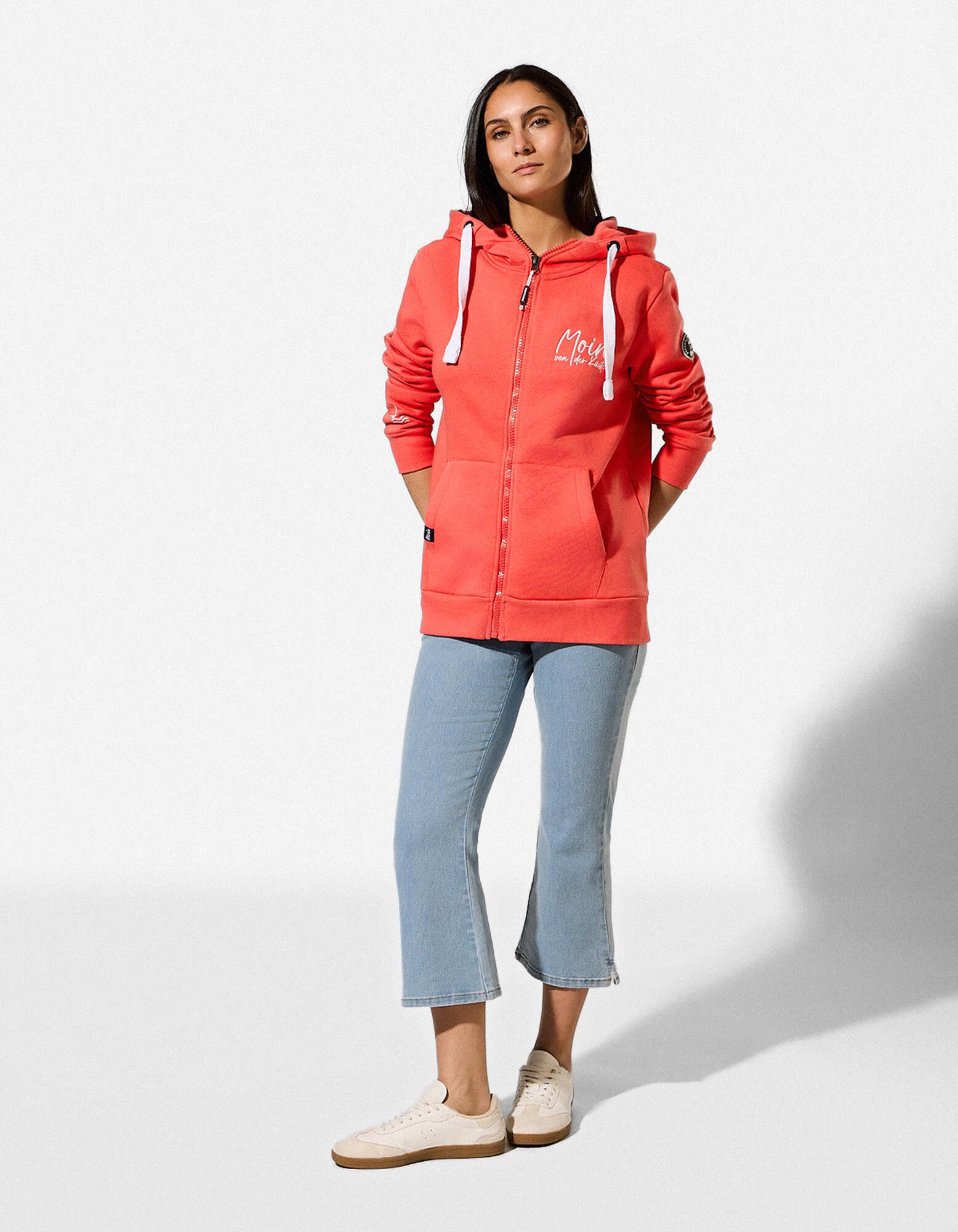 Veste molletonn&eacute;e - Broderie - orange