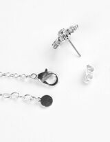 Zestaw naszyjnika i kolczyka - ozdobne kamyki - srebrny