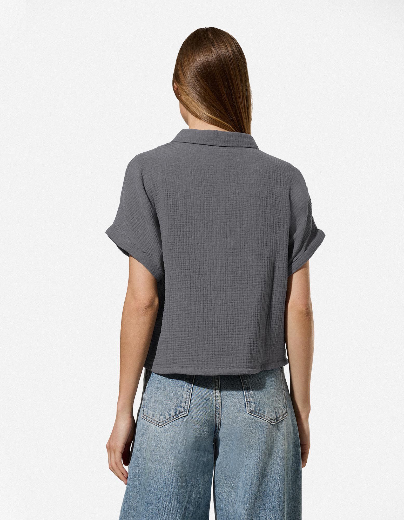 Chemise - Mousseline - gris fonc&eacute;