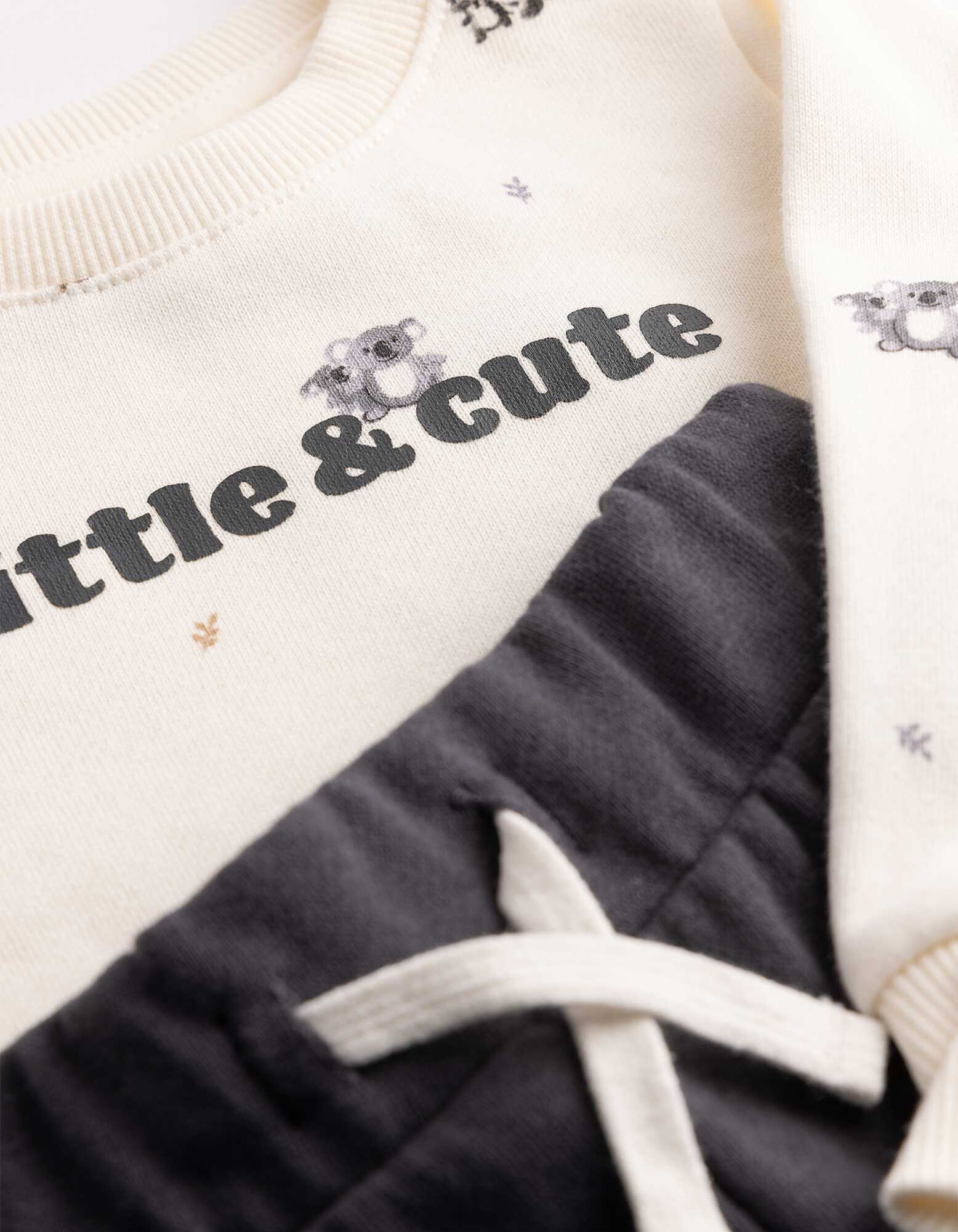 Set di felpa e pantaloni - Cotone - Bianco sporco