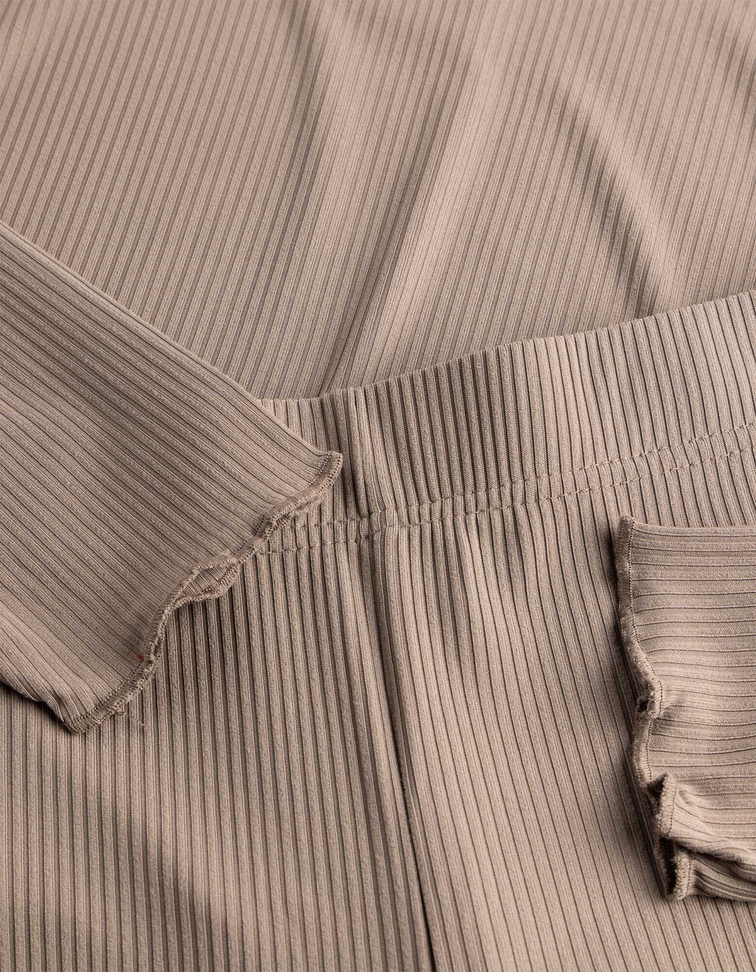 Pyjama Set aus Shirt und Hose - Gerippt - Taupe