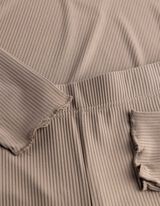 Pyjama Set aus Shirt und Hose - Gerippt - Taupe