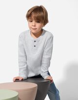 Hosszú ujjú felső - Henley nyakkivágás - szürke