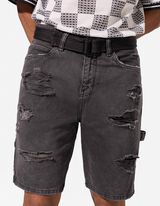 Short - Finition d&eacute;lav&eacute;e &agrave; l&rsquo;acide - Gris