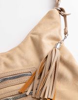 Tasche - Wildlederimitat - beige