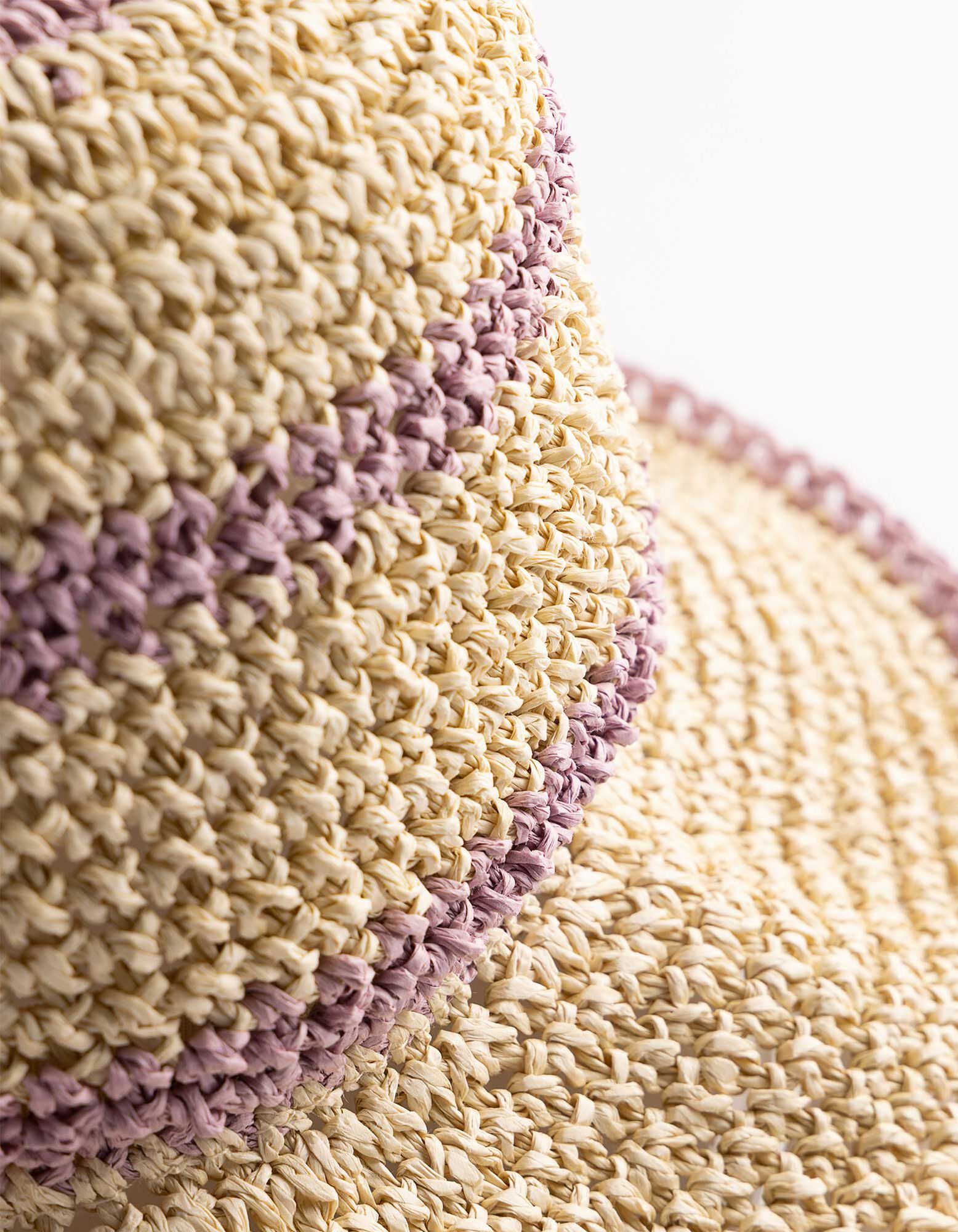 Strohhut - Streifen - beige