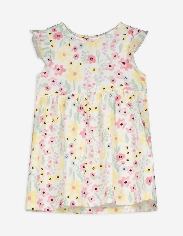 Kleid in A-Linie - Allover-Muster - weiß