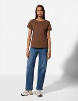 Tričko - Kulat&yacute; v&yacute;střih - hneda