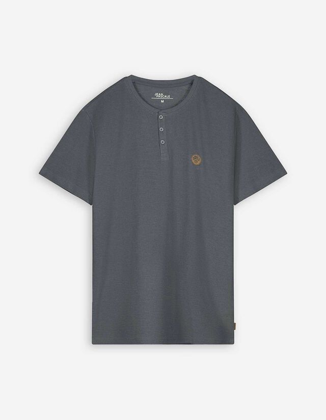 T-shirt - Scollo Henley - grigio scuro