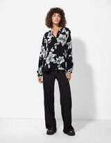 Bluse - Florales Muster - schwarz