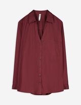 bluzka koszulowa - kieszeń na piersi - ciemny czerwony