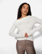 koszulka z długim rękawem - z odkrytymi ramionami - bialy