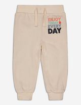 Pantaloni jogging - Imprimeu mesaj - Bej