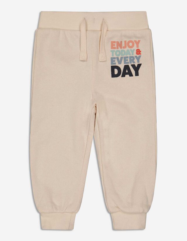 Pantaloni jogging - Imprimeu mesaj - Bej