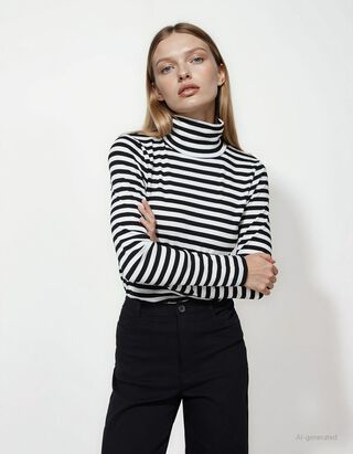 Langarmshirt - Rollkragen - weiß