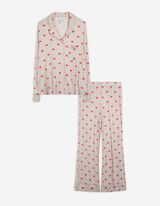 Pyjama Set aus Shirt und Hose - Viskose - beige