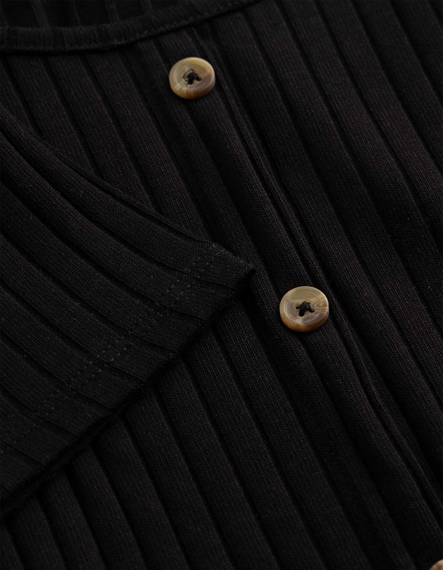 T-shirt - Patte de boutonnage - noir