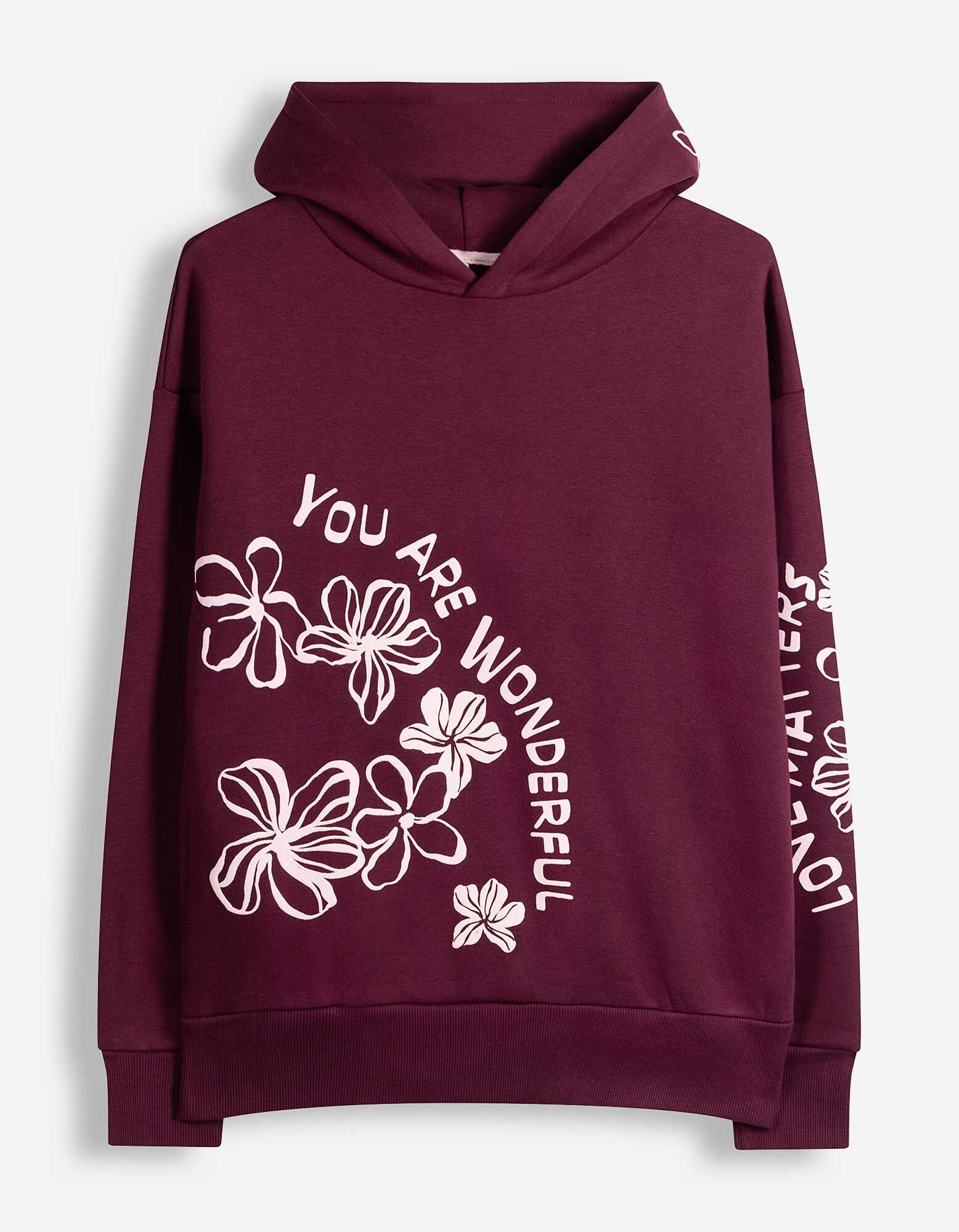 Hoodie - Print - Dunkelrot