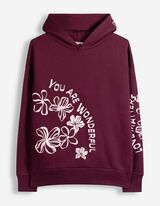 Hoodie - Print - Dunkelrot