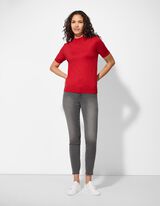 Gebreid overhemd - Viscosemix - donkerrood