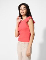 Majica na bretele - Volani - svetlo-crvena