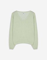 Pleteni pulover - V-izrez - zeleno