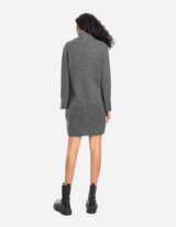 Gebreide jurk - Opstaande kraag - donkergrijs